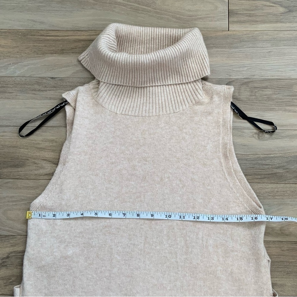 Love Token Beige Open Sides Turtleneck Midi Sweater Dress - Picture 6 of 7